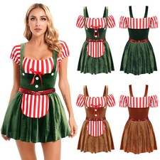 Women Christmas Gingerbread Man Costume Cookie Dress Cosplay Party Fancy Dresses