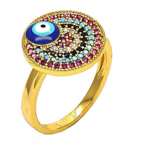 14k gold plated evil eye - eye, ring