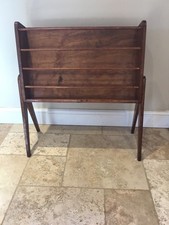 Vintage  Dutch Slatted  Teak Vinyl Record Storage Holder, Magazine Rack 1950s