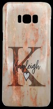 NEW/Personalised Peach Gold Marble Hard Plastic Phone Case for Samsung S8+ 