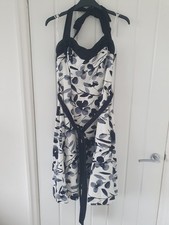 Ladies Black/White Halterneck Knee Length Dress By John Rocha UK Size 12 Petite