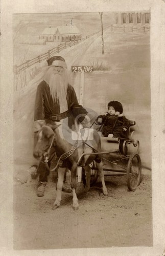 Santa claus pony child sleigh - santa,