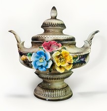 Large Vintage Italian Porcelain Capodimonte Lidded Rose Tureen / Centrepiece