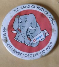 Vintage Advertising Pin Badge GIBBS CREST TOOTHPASTE, Elephant, c1970s, 38mm