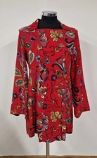 Nomads floral coat siz 10 swing red READ double breasted square neck pure cotton