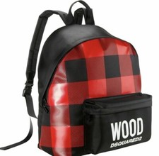 DSquared2 Wood Black & Red White Trim Large 2 Strap Unisex Rucksack Bag
