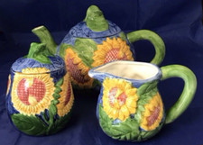 Rayware Large Sunflower Handpainted Jug Teapot Jam Honey Pot Free Postage