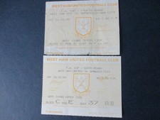 2 West Ham v Norwich City FA Cup used tickets 1985 4th Round & 1989 6th Round