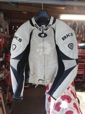 2 Piece BKS Motorcycle Leathers Suit Black And White