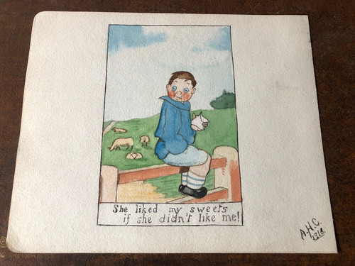 1918 small cartoon - , watercolour