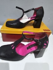 Vintage Retro Mary Janes Womens Heels Pumps Sandals Black Pink Barrats Size 3