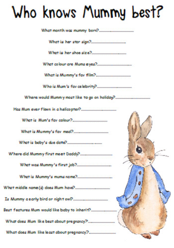 Baby shower game who - shower, knows