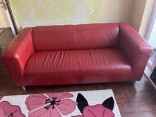 Ikea red leather sofa - leather,