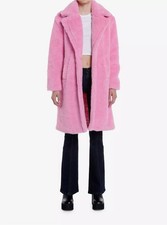 Azalea Wang Hot Topic Faux Fur Coat Womens Size L Pink Wool Blend NEW