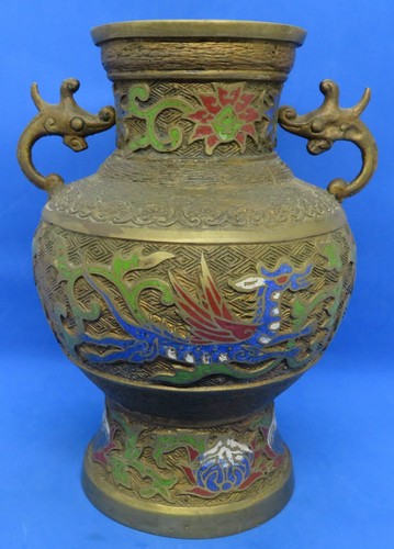 Chinese brass enamel vintage - chinese,