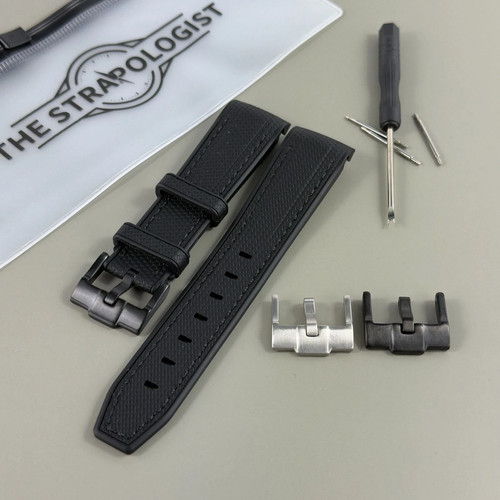 Black rubber watch strap - rubber,