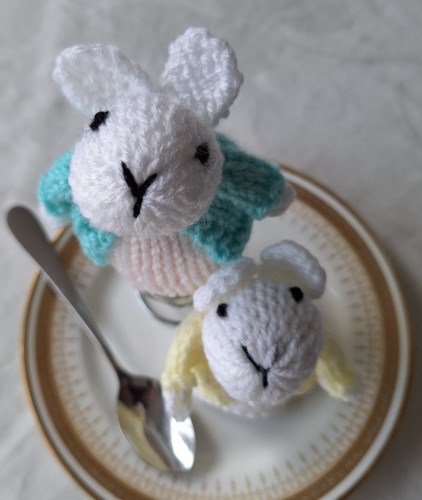Hand knitted bunny - hand,
