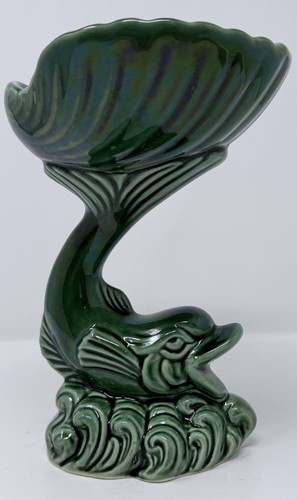 Vintage green glazed fish - glazed,