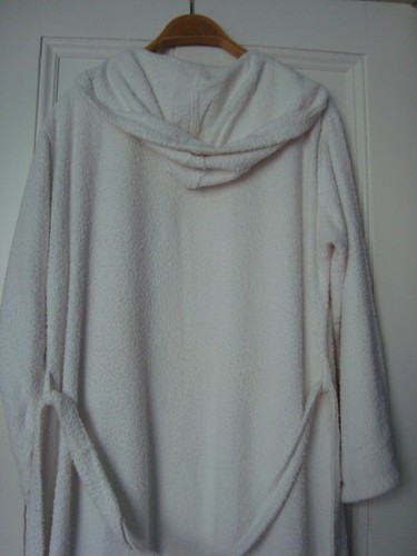 White towelling bath robe - towelling,