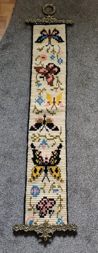 Vtg needlepoint bell pull - needlepoint,