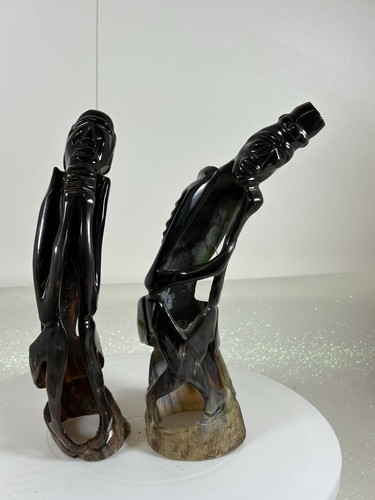 African carved bull horn - carved,