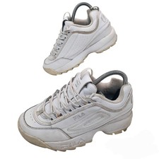 fila disruptor II trainers size uk 4 triple white sneaker high wedge shoes
