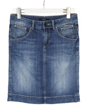 GANT Skirt Women's UK 10 Denim Mini Zip Fly Fade Effect Blue Casual Whiskers