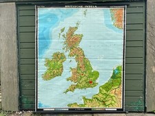 Vintage UNITED KINGDOM geographical school map chart UK GREAT BRITAIN geography 