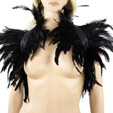 1x Elegant Feather Shrug Shawl Cape Soft Shoulder Wrap for Halloween 80-100cm .