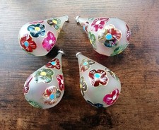 4 X Vintage Hand Painted Glass