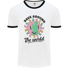 Rave Around the World Dance Music Acid Raver Mens Ringer T-Shirt