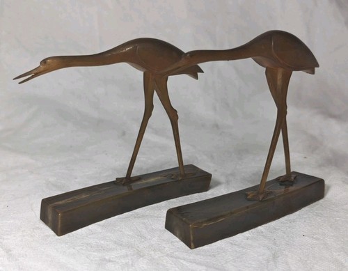 Vintage pair carved horn - carved,