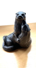 Cold cast resin , bronze finish , 2 Otters in embrace  (Menton Manor M18202)  