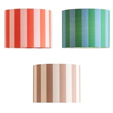 Callie Drum Shade Large Colour Clash Stripe Pattern Fabric  Ceiling Table Light