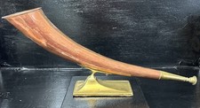 Decorative Antique Copper  & Brass Large Horn On Brass Stand 18” Long