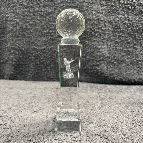 Crystal glass golf trophy - glass,