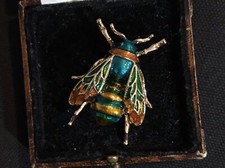 Vintage Style Jewellery Green Bee Art Deco Brooch