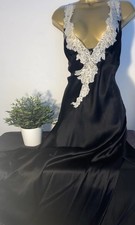 marks and spencer pure silk black negligee/ nightdress size 14
