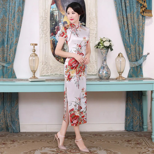 White chinese women qipao - white,