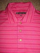 PEBBLE BEACH PERFORMANCE Golf Polo Shirt M Pink Stripe
