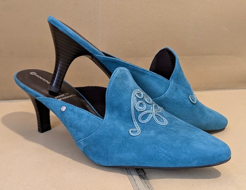 Rockport blue suede mules - suede, 3"