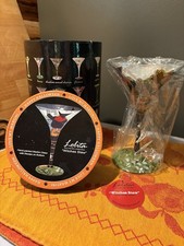 New Halloween Lolita Martini Glass Witches Stew Hand Painted Open Box Recipe