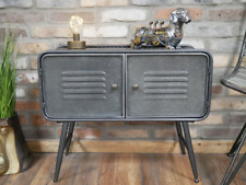 Industrial Metal Cabinet Storage Grey Sideboard 2 Doors Rustic Cupboard Unit 