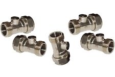 5 x Isolating Valve Flat Faced 15mm x 1/2" Male Slotted for Flexible Tap Hoses
