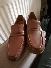 Mens Handmade Brown Leather Loafers, Size 10 Samuel Windsor