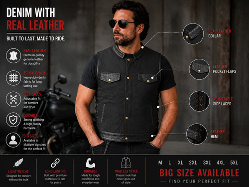 Mens real leather denim - mens,