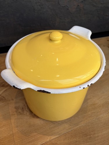 Vintage yellow enamelware - vintage,