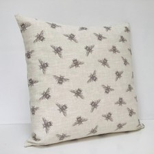 Dove Grey Ivory Bumblebee Linen Look Fabric Cushion Cover  DOUBLE SSIDED