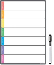 Magnetic Weekly Planner, Dry Wipe Fridge Whiteboard or Dry Erase Calendar Board
