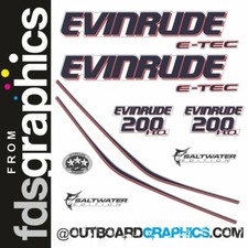 Evinrude 200hp ETEC / E-TEC HO outboard engine decals/sticker kit (white cowl)